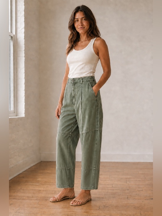 Citizens Of Humanity Pants - CITIZENS OF HUMANITY Khaki Wide-Legged Cargo Pants